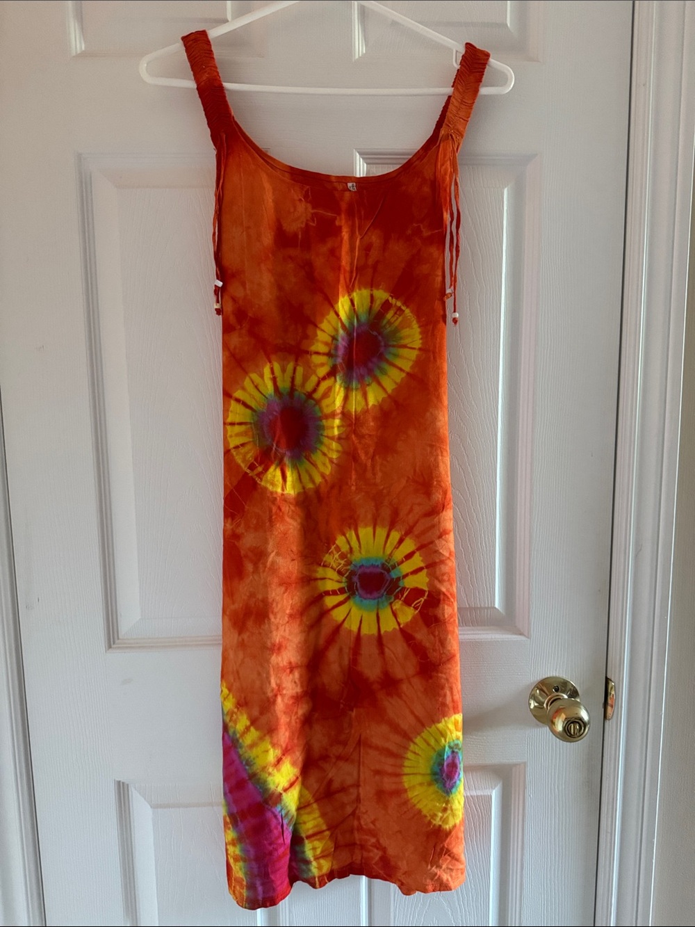 Orange Tie-Dye Sunburst Maxi Dress